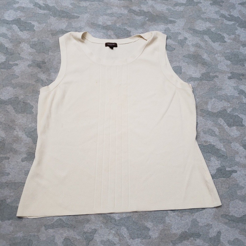 Vintage Tesori Tank Top Womens XL‎ Beige Y2k Career Business Sleeveless Office